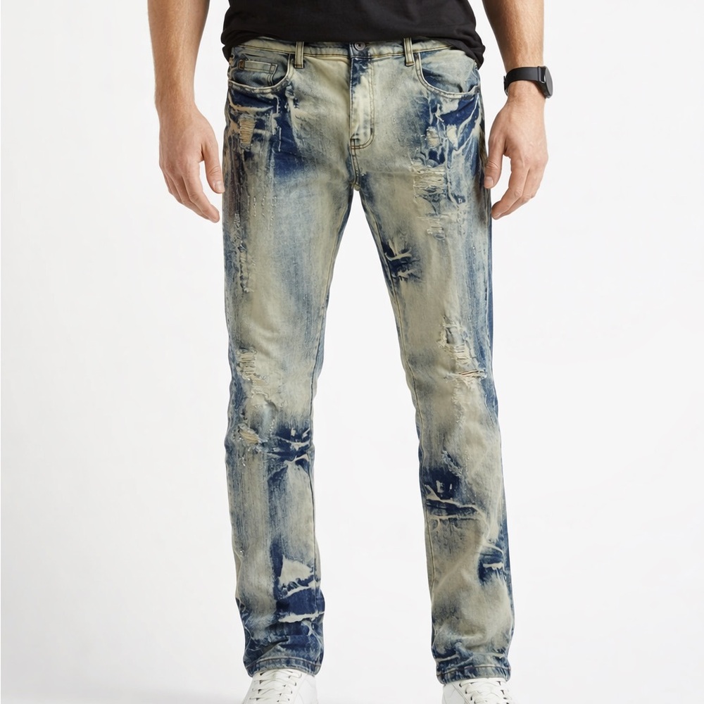 NWT Evolution In Design Men's Blue Distressed Slim Jeans